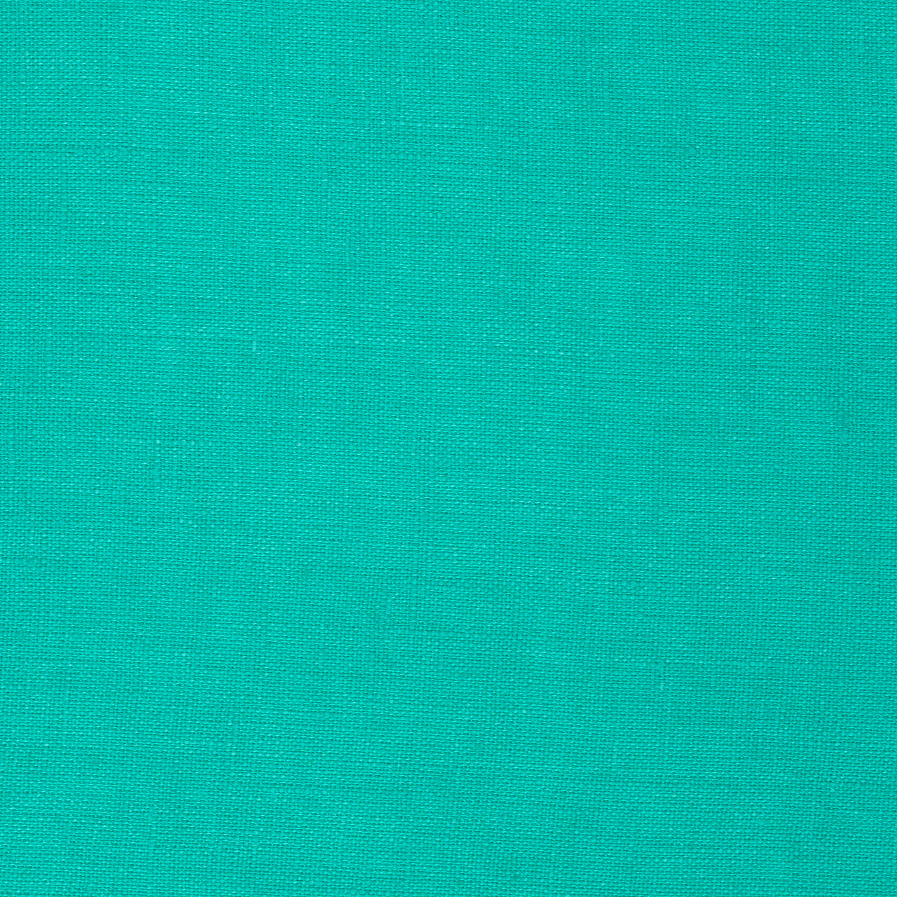 Aqua linen fabric, flat lay showing its natural weave, washed European flax