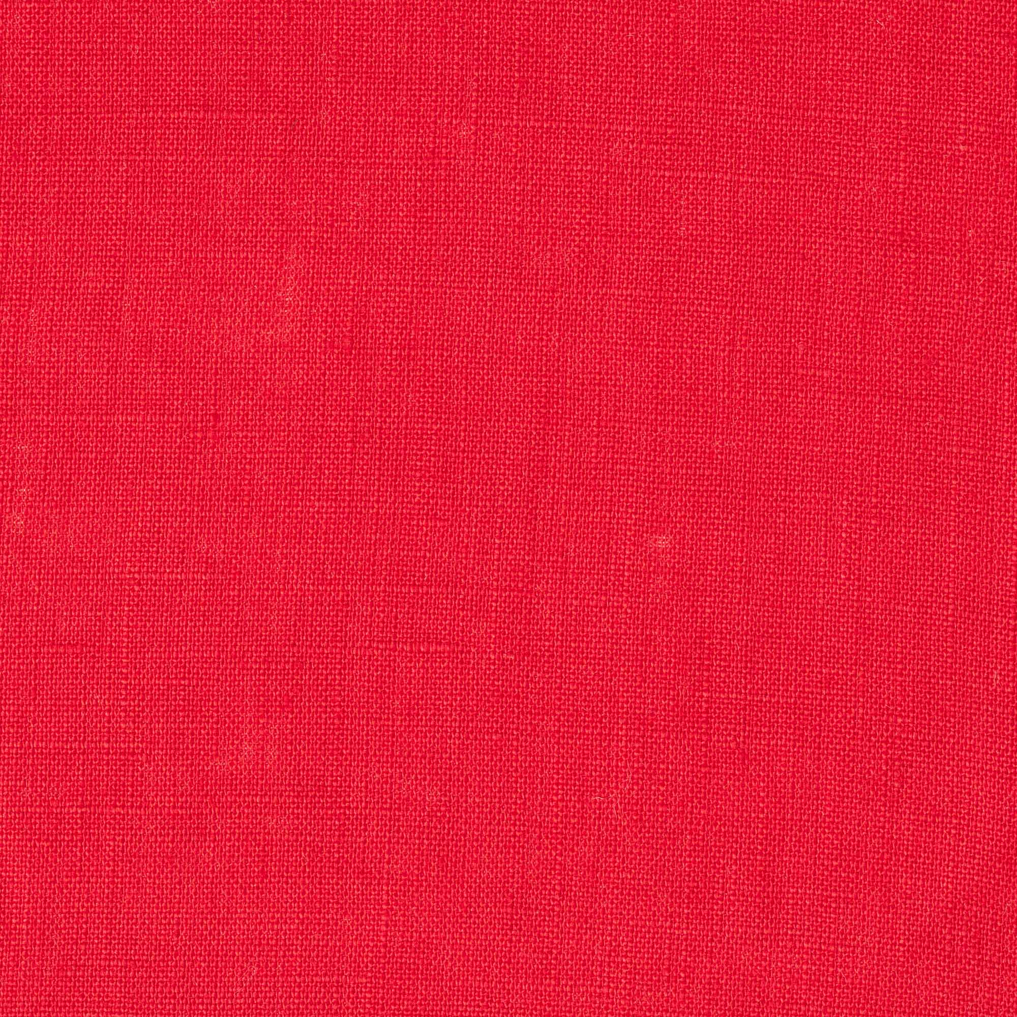 Bright Red linen fabric, flat lay showing its natural weave, washed European flax