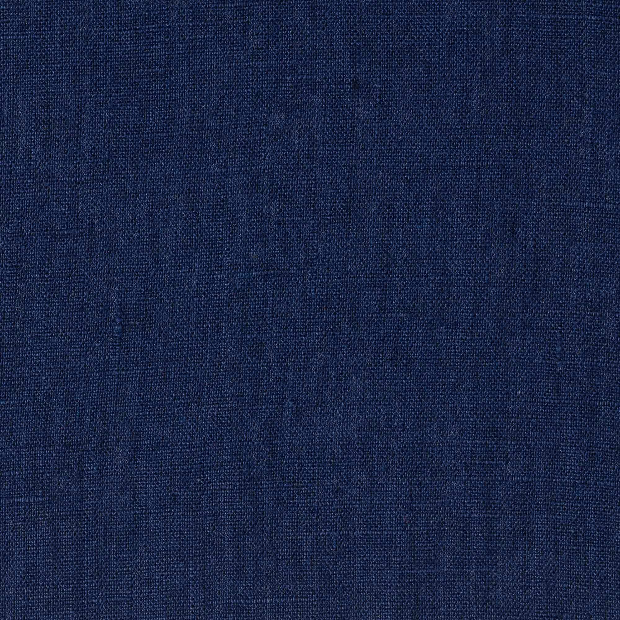 Dark Blue linen fabric, flat lay showing its natural weave, washed European flax