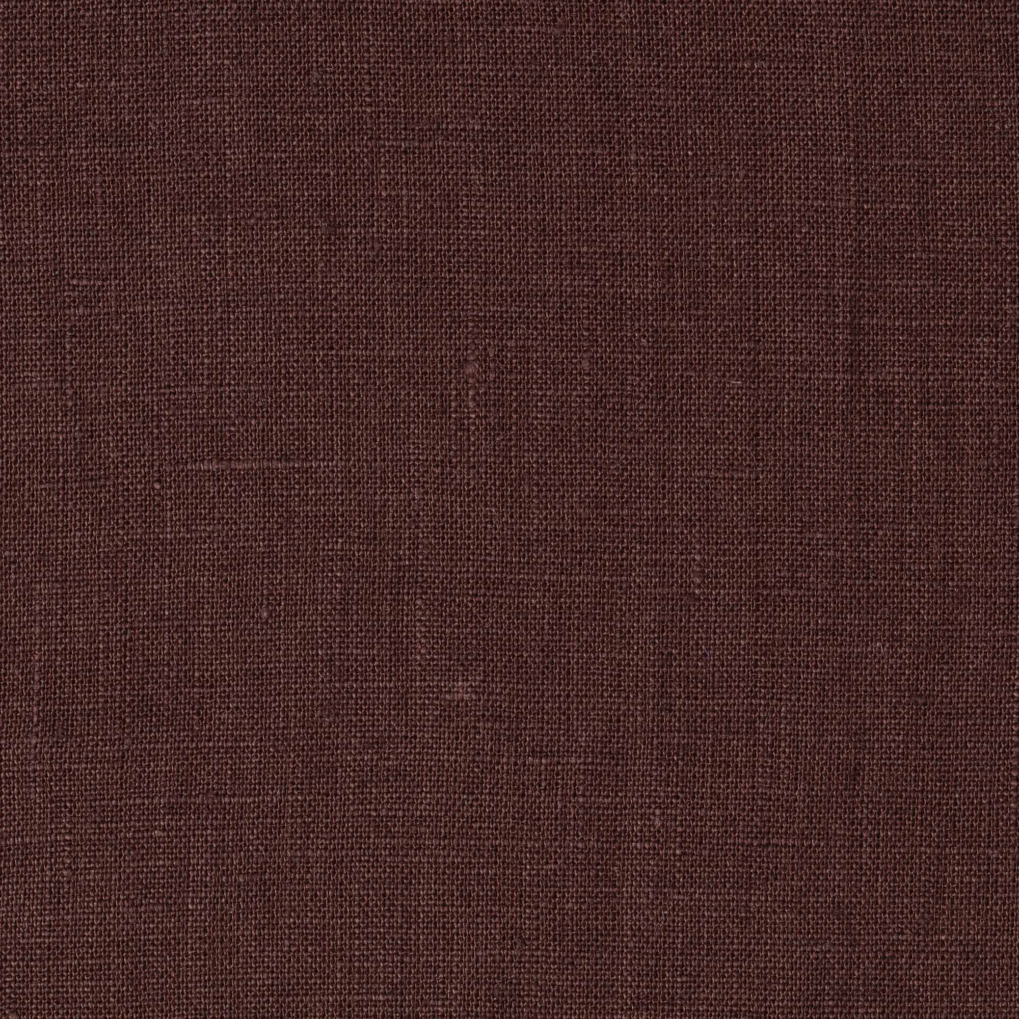 Dark Brown linen fabric, flat lay showing its natural weave, washed European flax