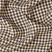 Fine Black & Natural Gingham linen fabric, crumpled to show its natural texture, washed European flax