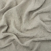 Greyish Green Stripes linen fabric, crumpled to show its natural texture, washed European flax