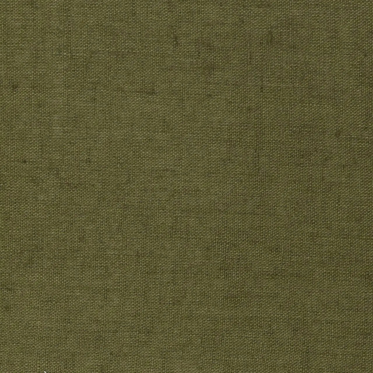 Olive Green linen fabric, flat lay showing its natural weave, washed European flax