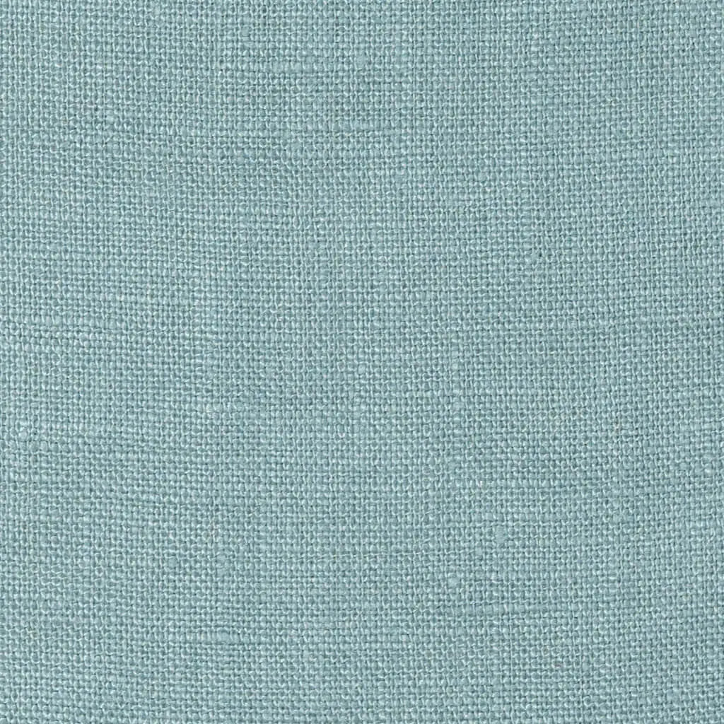 Dusty Turquoise linen fabric, flat lay showing its natural weave, washed European flax