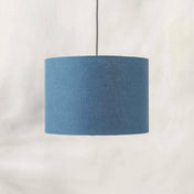 Blue ceiling lampshade made from textured linen 