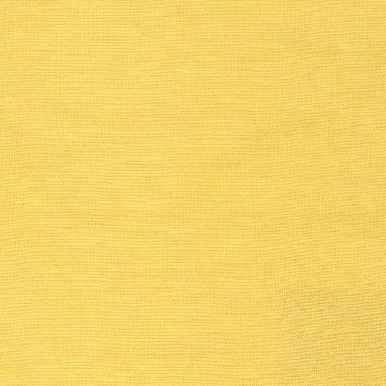 Pale Yellow linen fabric, flat lay showing its natural weave, washed European flax
