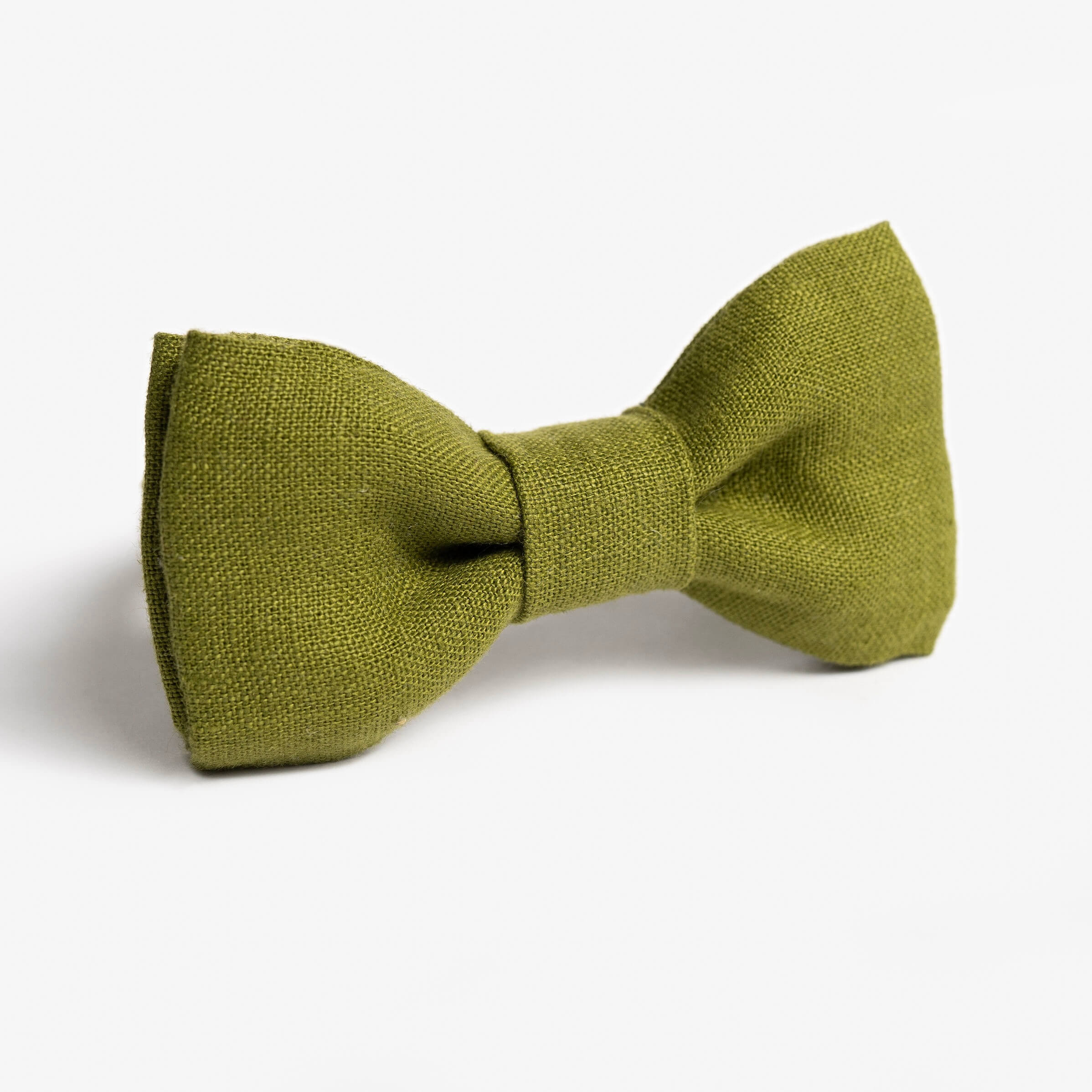 Moss Green Linen Bow Tie