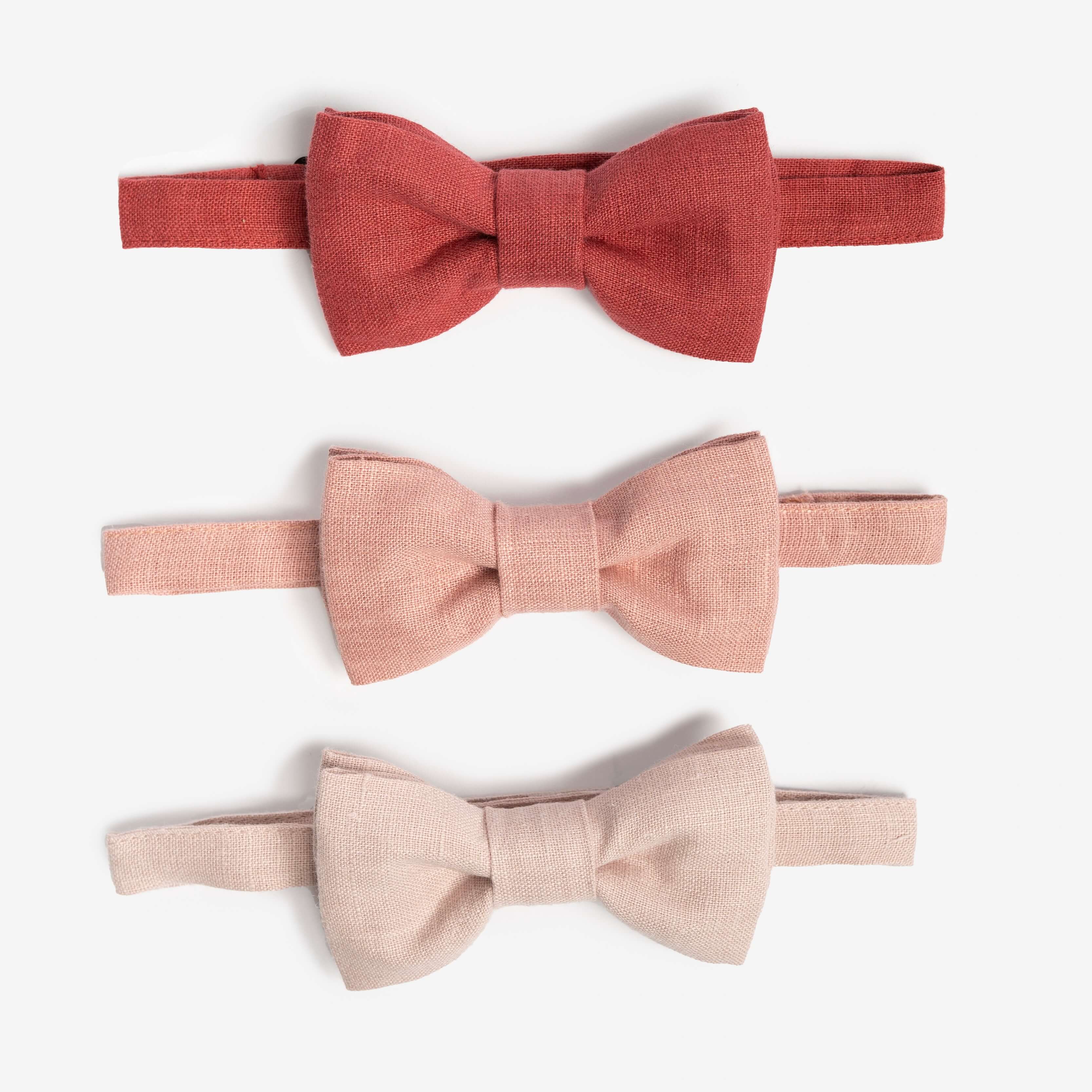 Light Dusty Pink Linen Bow Tie
