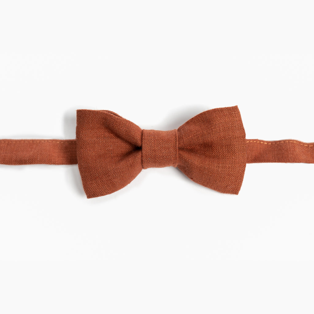 Terracotta Linen Bow Tie