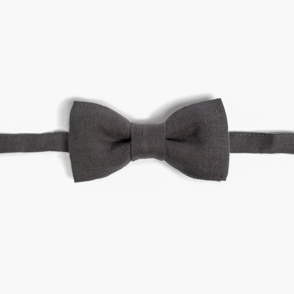 Graphite Grey Linen Bow Tie