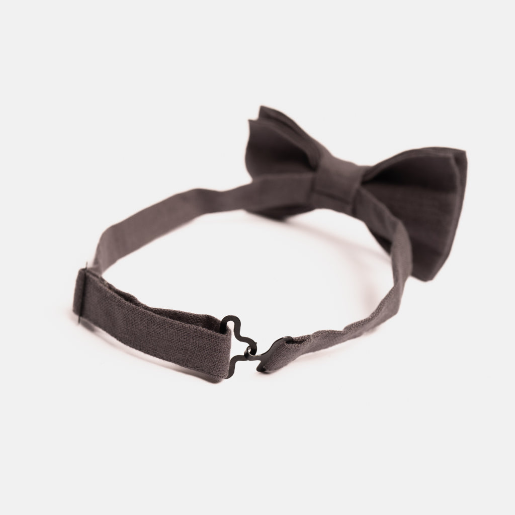 Graphite Grey Linen Bow Tie