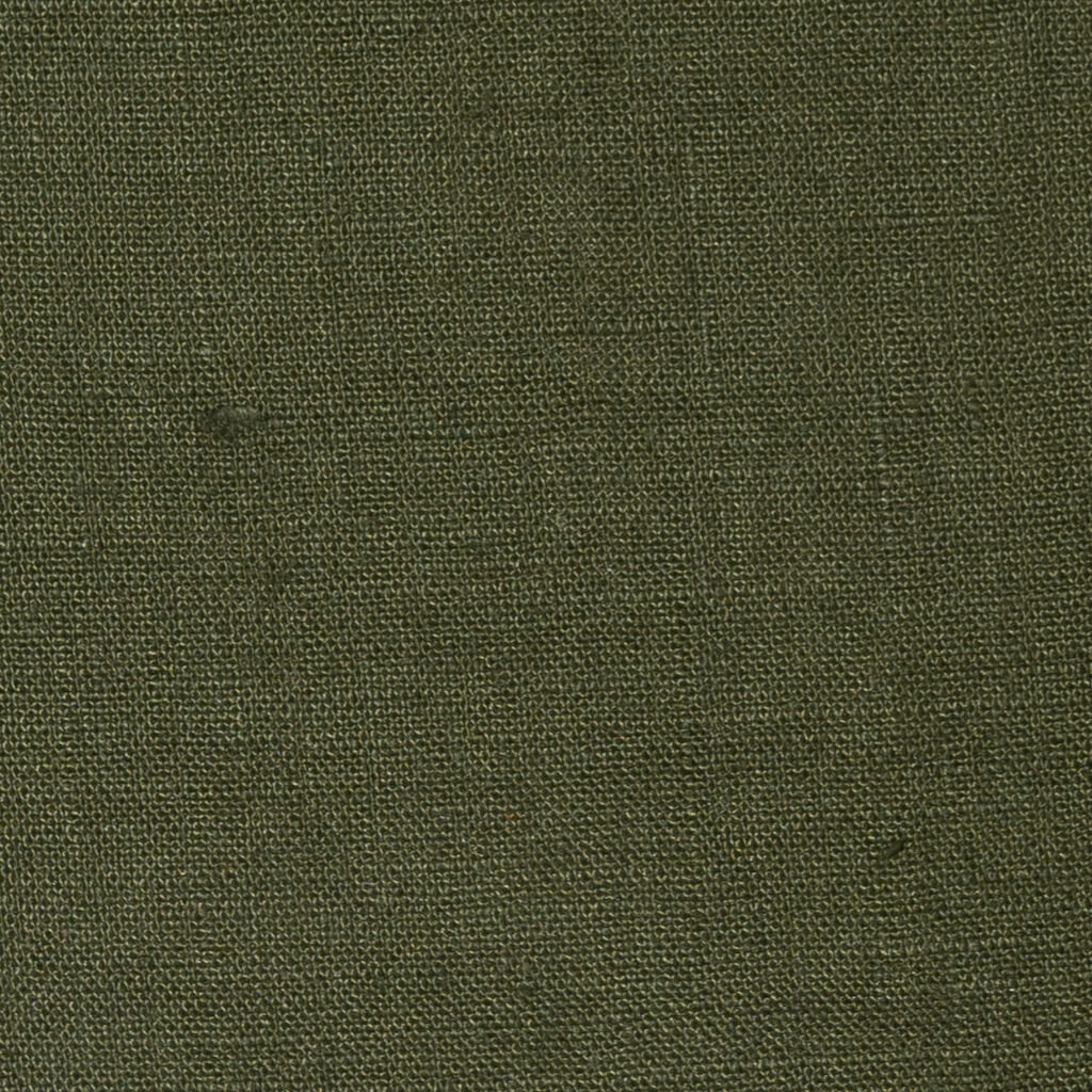 Avocado Green linen fabric, flat lay showing its natural weave, washed European flax