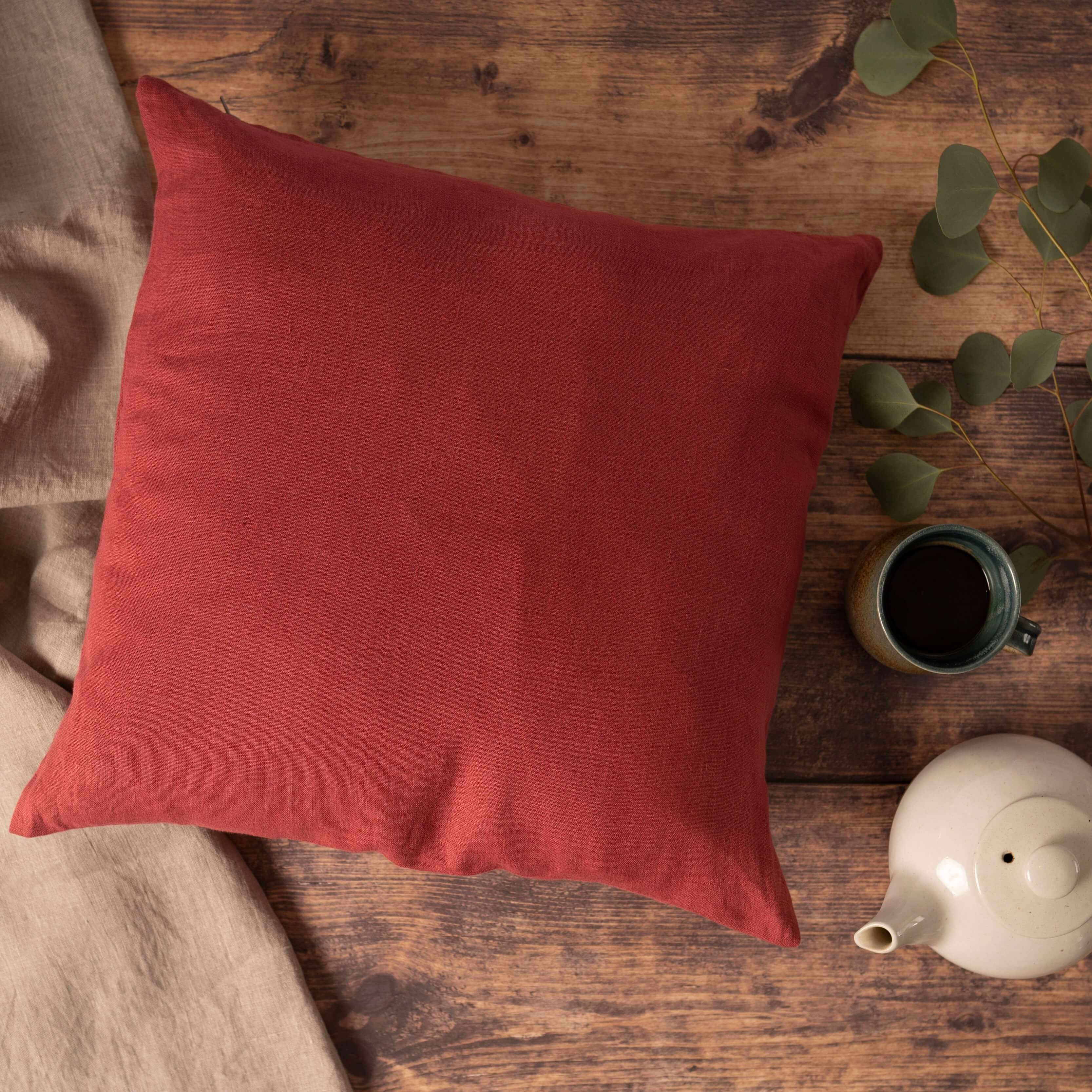 Raspberry Linen Cushion Cover