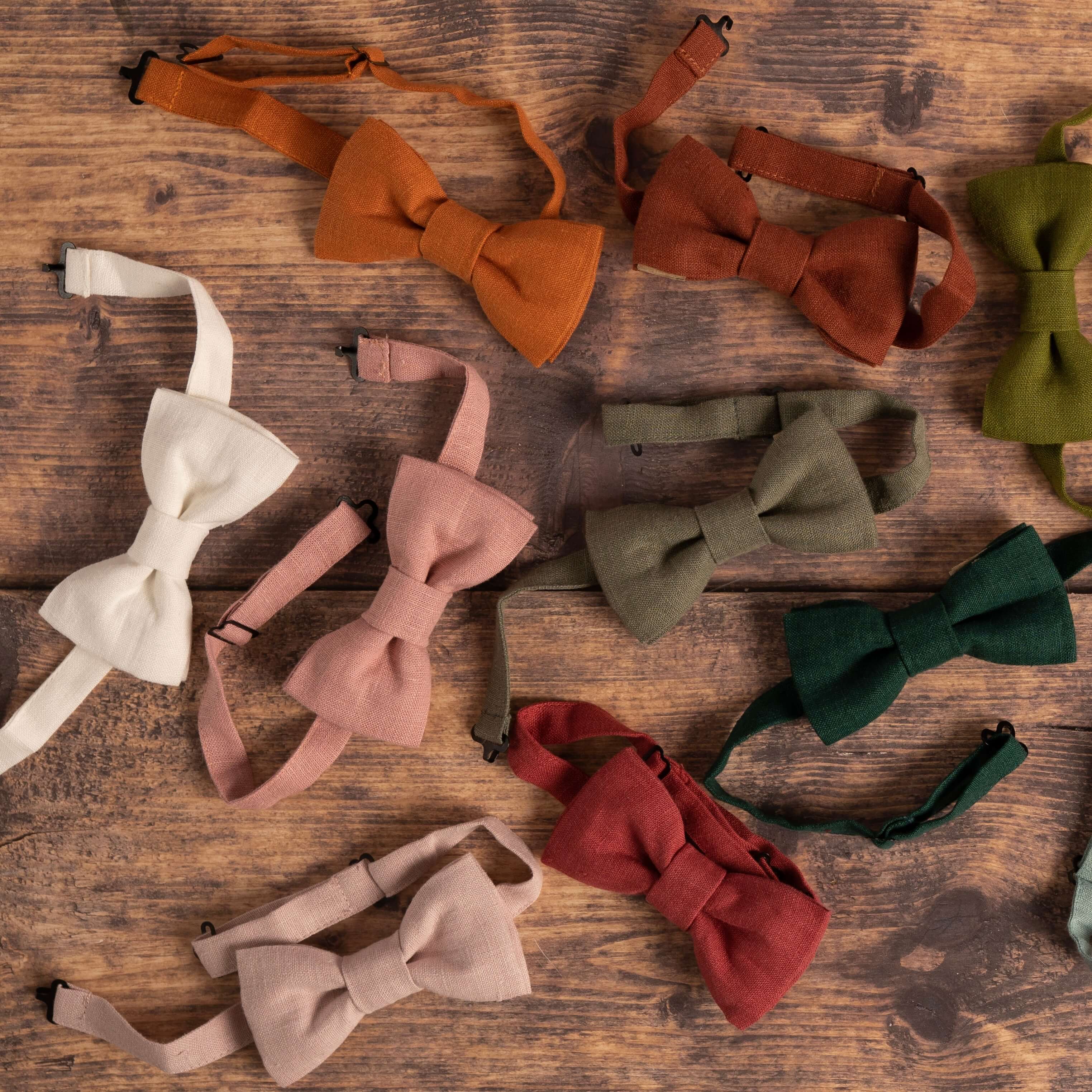 Raspberry Linen Bow Tie