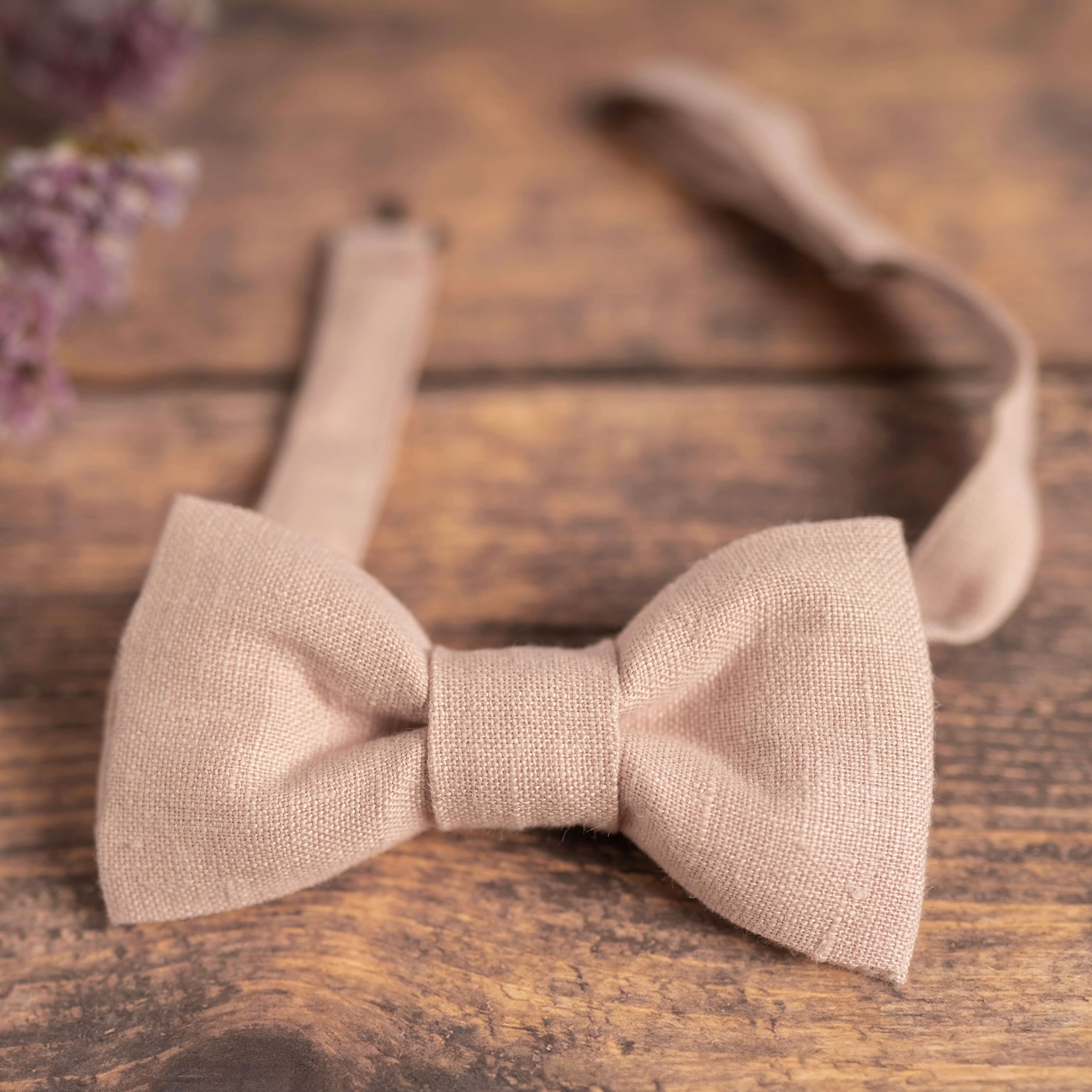 Light Dusty Pink Linen Bow Tie