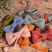 Raspberry Linen Bow Tie