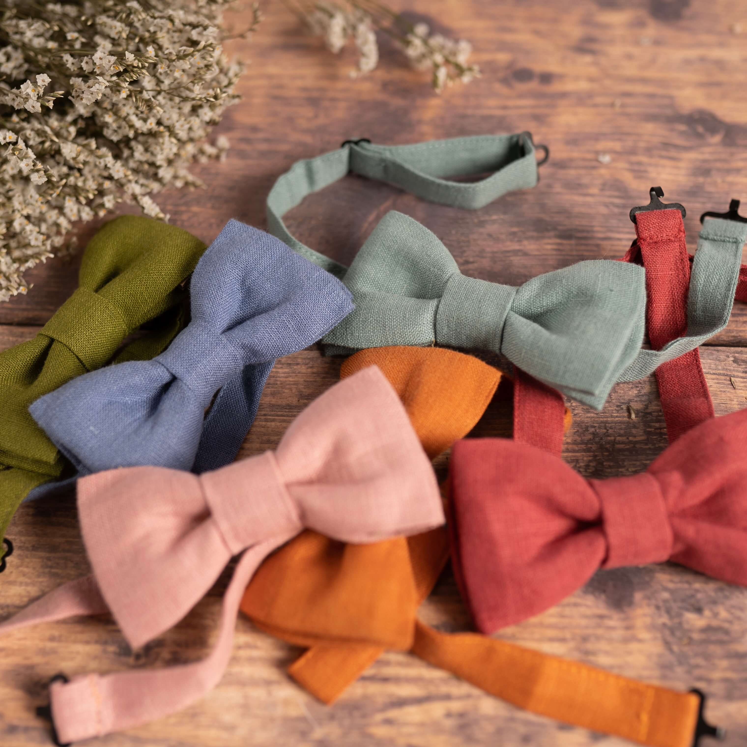 Raspberry Linen Bow Tie